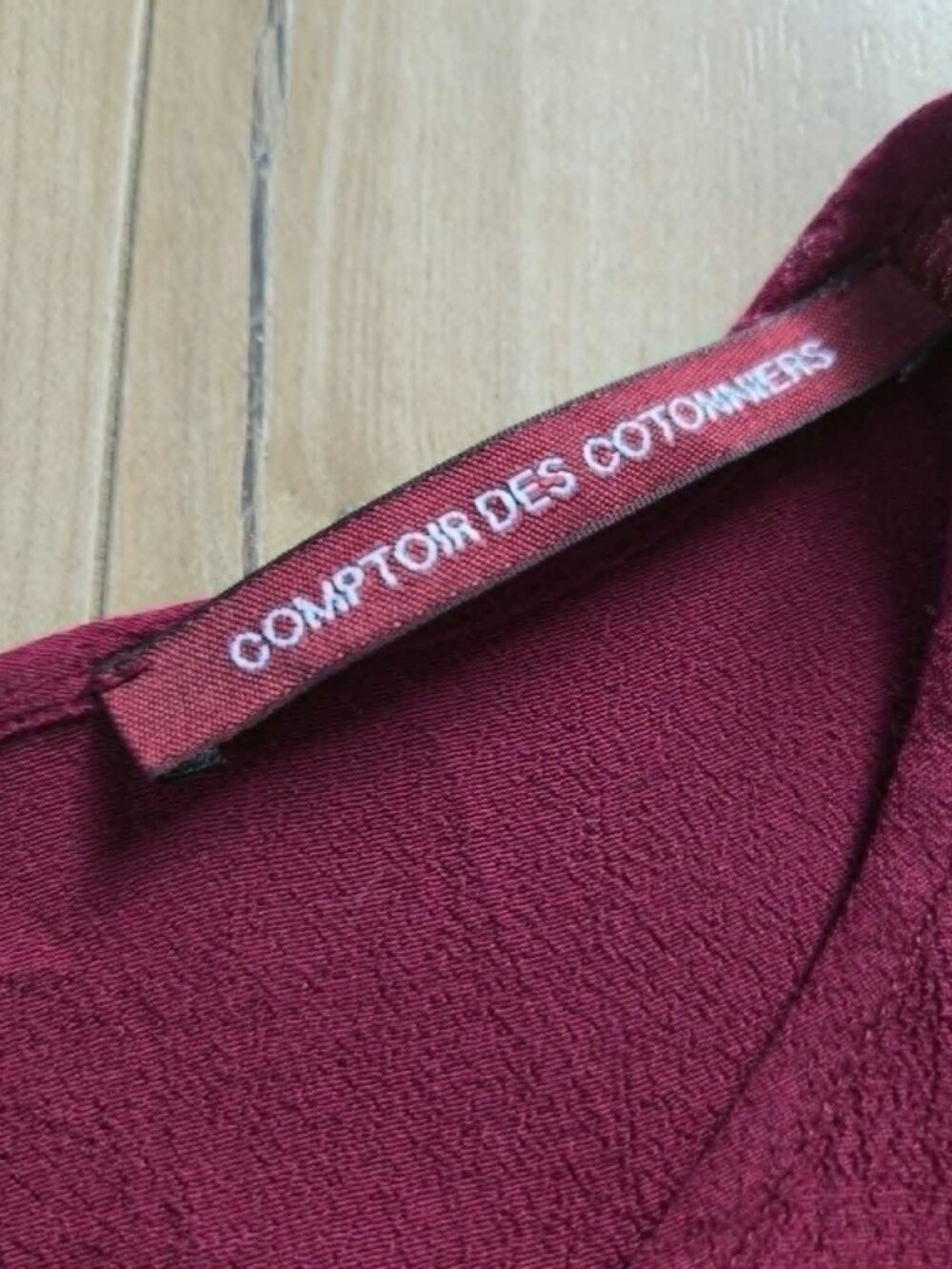 French Comptoir des Cotonniers Burgundy Boho Midi Dress XS 100% Viscose - Picture 10 of 16
